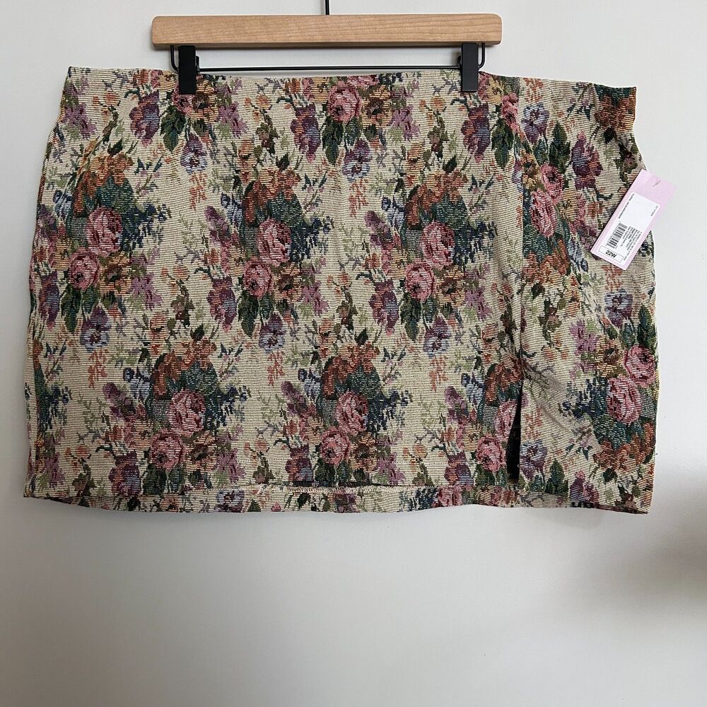 Wild Fable Floral Jacquard Mini Skirt 22W Plus Size High Waisted NWT